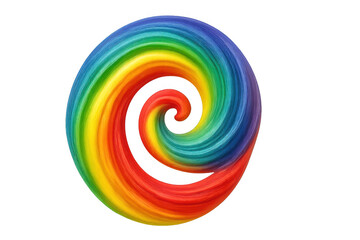 Vibrant rainbow spiral forming a mesmerizing vortex against a transparent background, perfect for creative projects