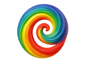 Vibrant rainbow spiral forming a mesmerizing vortex against a transparent background, perfect for creative projects