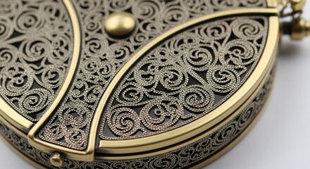 Obraz premium Elegant antique brass locket with intricate filigree design