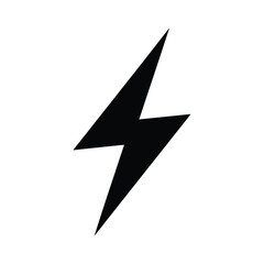 A minimalist black lightning bolt symbol on a pure white background