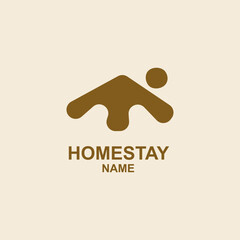 Home stay. Line art logo design. Villas