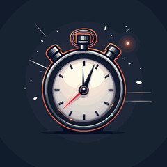 A stylized illustration of a stopwatch, showing time passing, with a dark background.