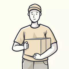A delivery worker holding a package, smiling, ready to deliver.