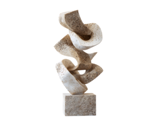 Abstract Stone Sculpture in Beige and White Tones