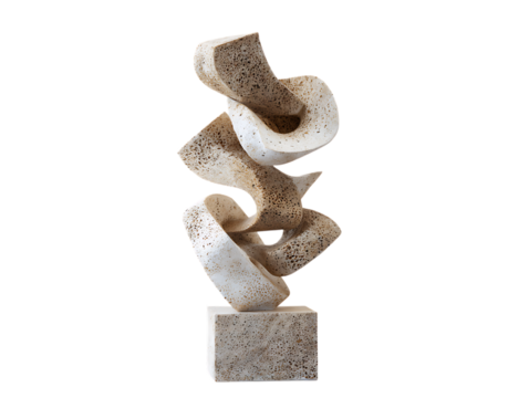 Abstract Stone Sculpture in Beige and White Tones