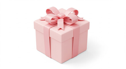 Obraz premium Delightful pastel pink gift box with a perfectly tied ribbon bow, ideal for celebratory occasions or festive greetings.