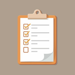 A clipboard with a checklist and completed tasks, displayed on a neutral background.