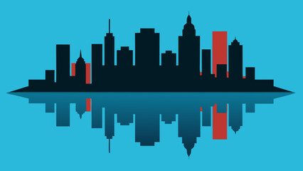 Illusionary City Existing Only in the Reflection on a Puddle