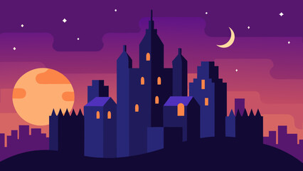 Enchanting City Existing in a Perpetual Magical Twilight and Dusk