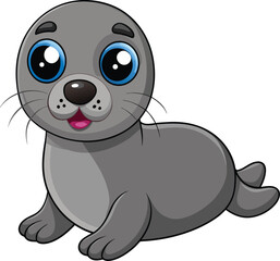 3D Cartoon Seal with Wide Eyes on White Background – Cute Marine Animal Render