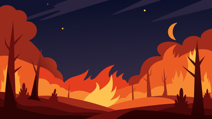 Dramatic Scene of a Wildfire Sweeping Through a Forest with Intense Flames