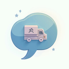 Delivery notification:  A cartoon truck icon inside a light-blue speech bubble.
