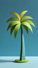 paper cutout of a palm tree isolated 