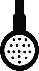 A simple black and white graphic icon representing a shower head with multiple circular holes for water dispersion