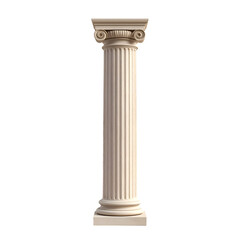 Fototapeta premium Ancient 3D Pillar with Smooth Capital Top Against Transparent Background Classic Architectural