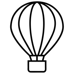 A simple black and white illustration of a hot air balloon.