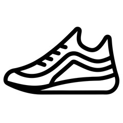 Running Shoe Line Art illustration,Sneakers outline vector