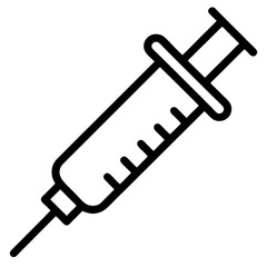 Syringe injection icon line art , medical syringe outline