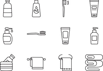Obraz premium Personal Care Line Icons – Flat Vector Collection
