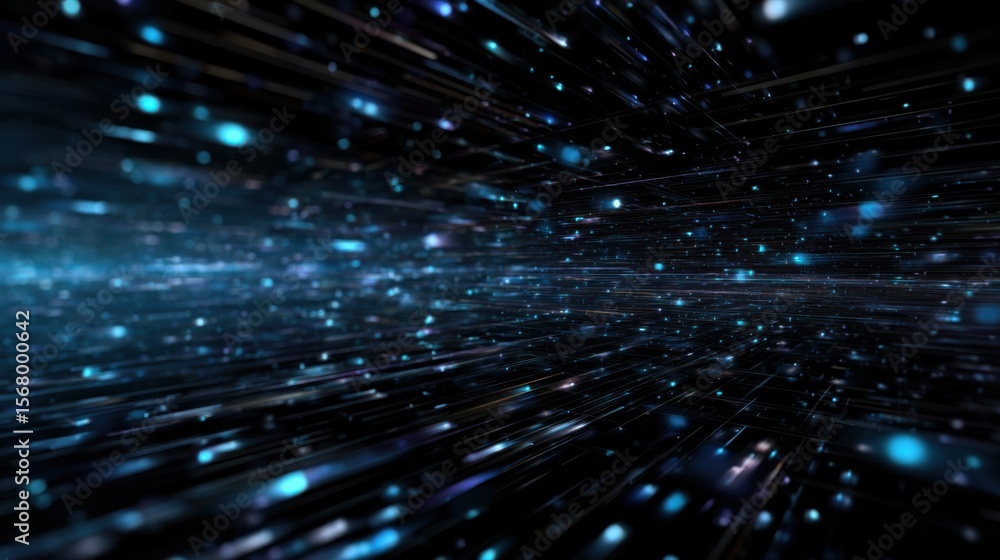 Fototapete Dynamic light speed effect simulation digital space abstract visual energetic environment futuristic viewpoint