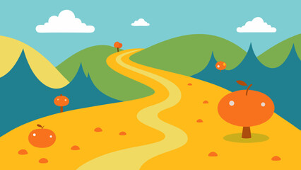 A Whimsical Scene Of A Sweet River Of Honey Flowing Through A Candy Landscape