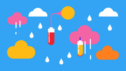 A Whimsical Fantasy Scene Of A Sky Where The Clouds Rain Down Colorful Sprinkles