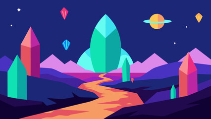 A Whimsical Scene Of A Valley Filled With Giant Colorful And Striped Mushrooms