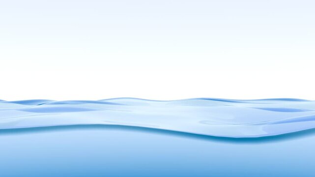 Seamless loop. Smooth Blue Water Surface with Gentle Waves on a White Background Representing Calmness, Purity, and Minimalist Nature. Created using non-AI 3d Software