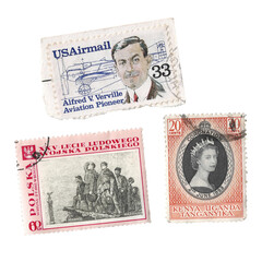 old stamps on transparent background
