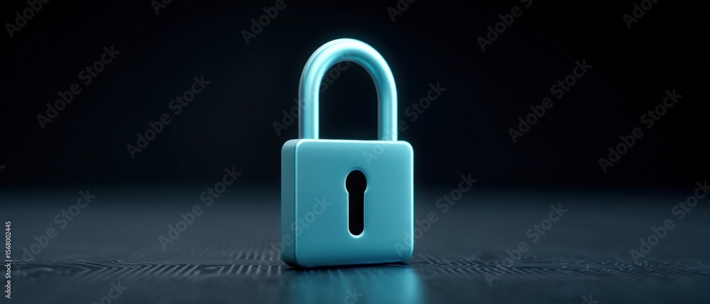 Poster securing digital assets lock and key technology in modern cybersecurity virtual environment close-up