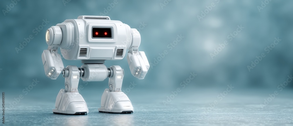 Poster robot exploration futuristic studio 3d render high-tech environment close-up view innovative design