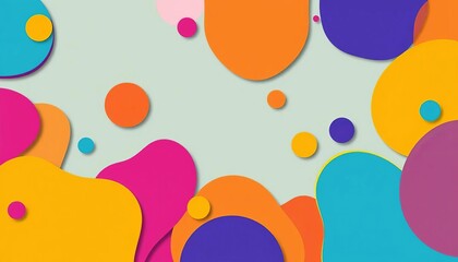 Vibrant, playful abstract shapes in various colors , bold, stylish