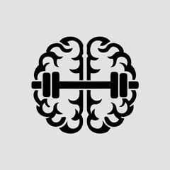 Gestalt Brain with Gym Weight Icon