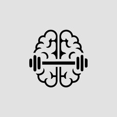 Gestalt Brain with Gym Weight Icon