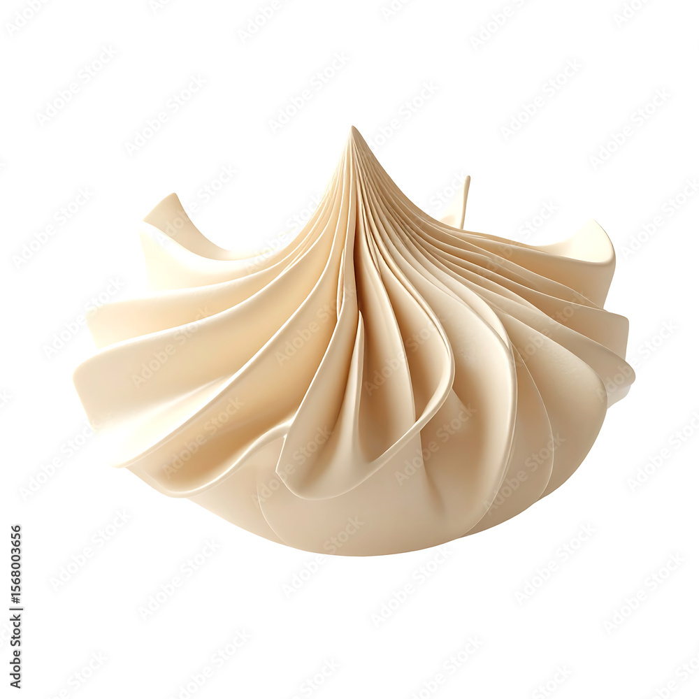 Aufkleber beige dumpling 3d minimalist pleated curved top floating on clear transparent isolated background