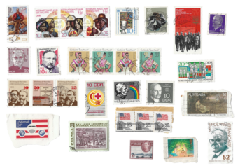 old stamps on transparent background