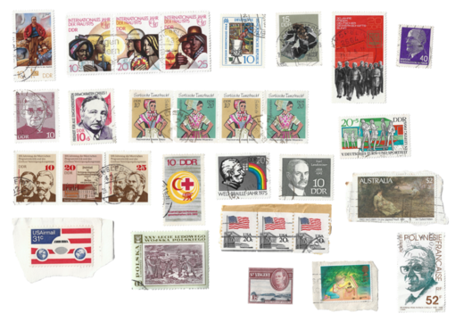 old stamps on transparent background