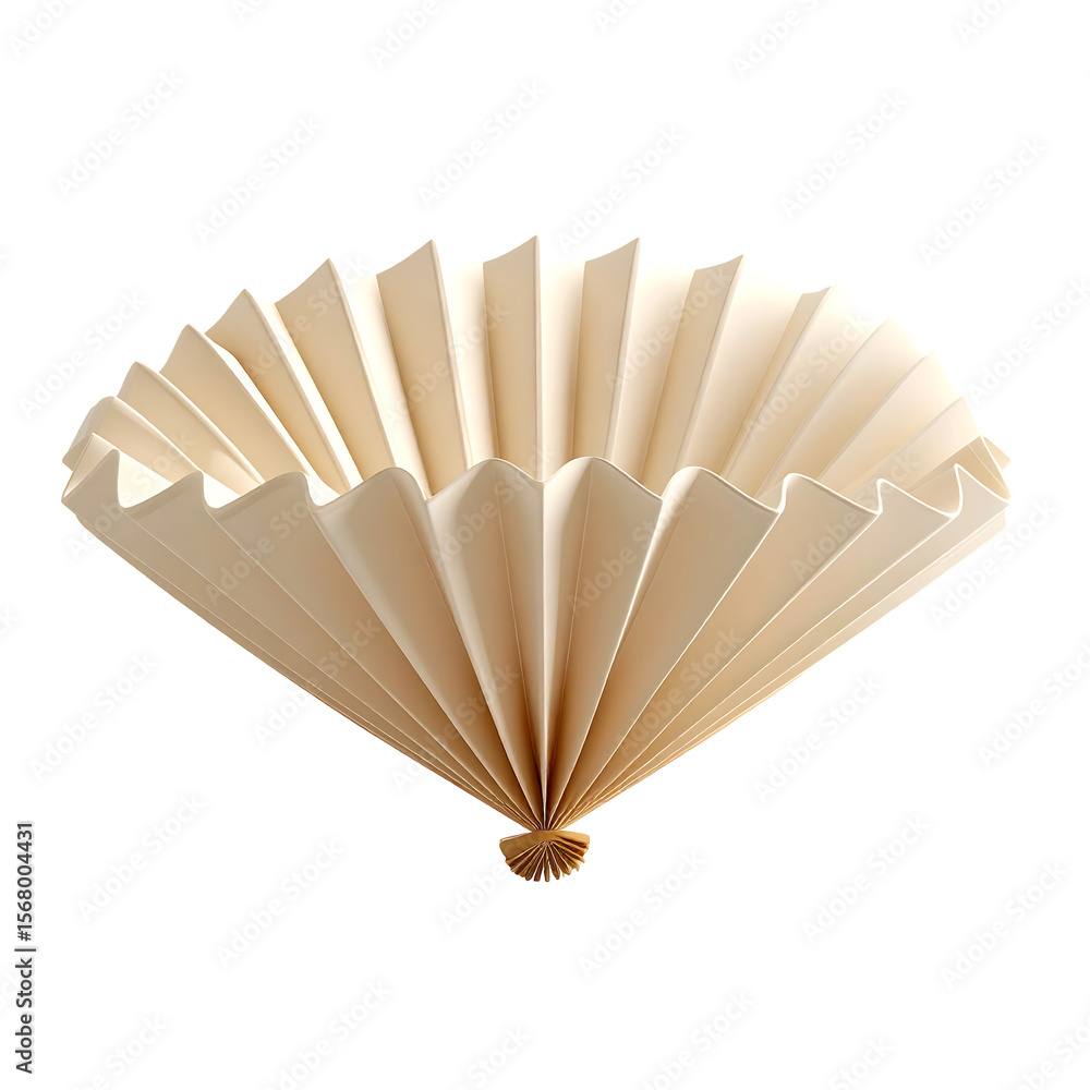 Poster beige minimalist dumpling with pleated curved top floating on a transparent clear background
