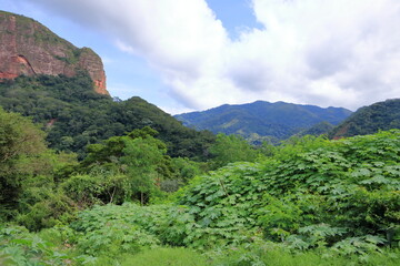 Fototapeta premium Majestic view of Amboro National Park in Bolivia with aerial perspective over the rainforest mountains and valleys