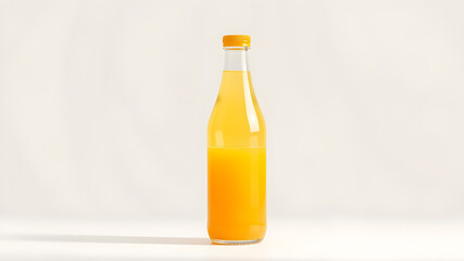Transparent Orange Juice Plastic Bottle And Slightly Glass Background. 3d Photo Realistic Vector Illustration. Generative AI