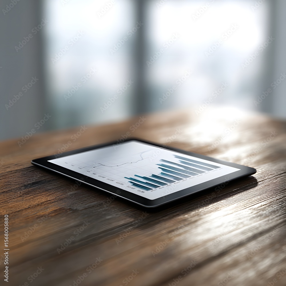 Poster tablet displaying a real time data analytics chart