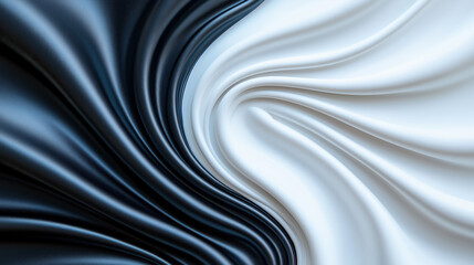 Elegant black and white silk fabric swirling together