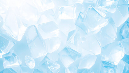 Naklejka premium 透明感のある氷の背景 – 青い光に照らされた冬のラグジュアリーテクスチャ Smooth Clear Ice Background with Soft Blue Lighting – Luxury Winter Texture