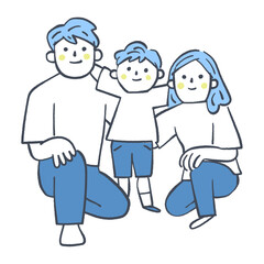 肩を組む親子　ストックイラスト素材
