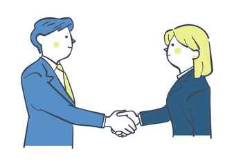握手をする男女のビジネスマン　ストックイラスト素材
