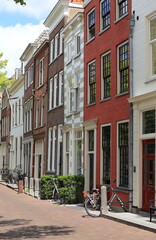 Voorstraat Street View with House Facades in Delft, Netherlands
