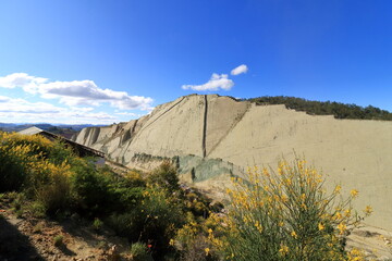 view to the wall with dinosaur footprints in the cretaceous park in Sucre, Bolivia