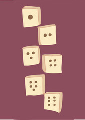 the dice number illustration with burgundy background