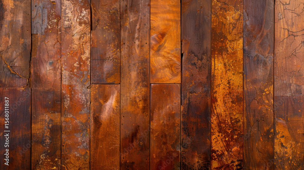 Poster discolored wood backdrop with brushstroke remnants creates rustic and artistic feel, perfect for var