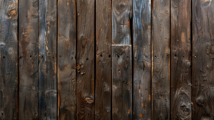 Naklejka premium Discolored wood backdrop with brushstroke remnants creates rustic and textured appearance, perfect for various design projects and backgrounds. rich tones add warmth and character